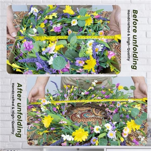 Spring Wreath 22" Spring Wreaths for Front Door Artificial Summer Wreath - Picture 5 of 7